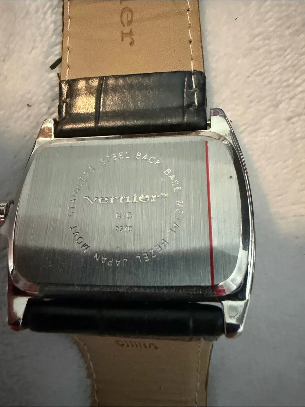 Vernier Men's Black Leather Watch with NYC skyline very unique